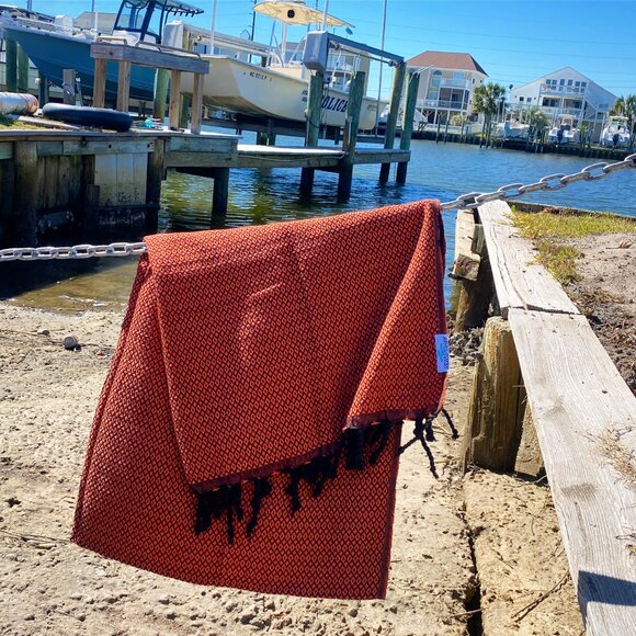 Salt Rag Beach Towel - "Orange Barnacle Rag" [Sand Free Turkish Beach Towel] - Picture 2 of 6